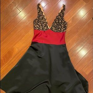 Black dress with red middle section